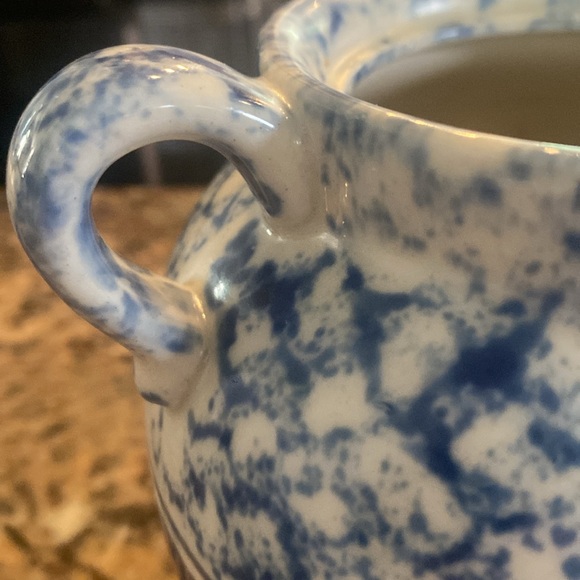 Prestige Place Blue Sponge Paint Bean Pot - Picture 7 of 9